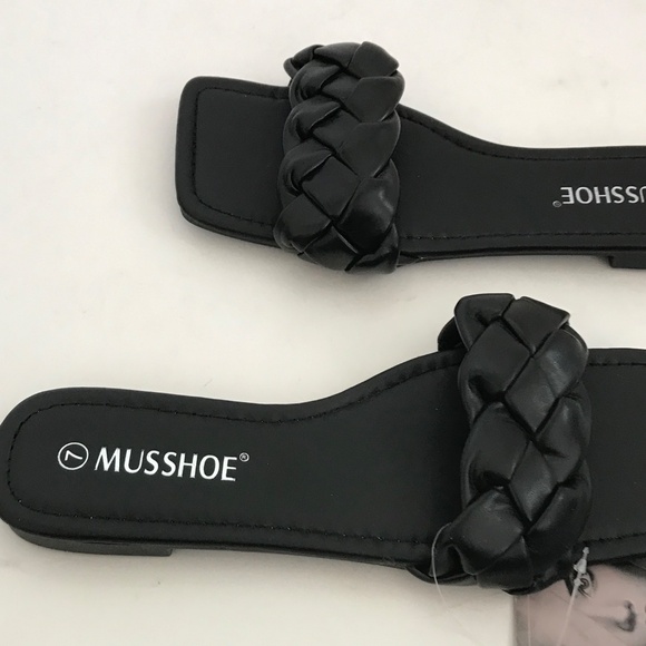 MUSSHOE Slip On Slide Sandals Black Flats Women’s Size 7 NWT - Picture 14 of 16
